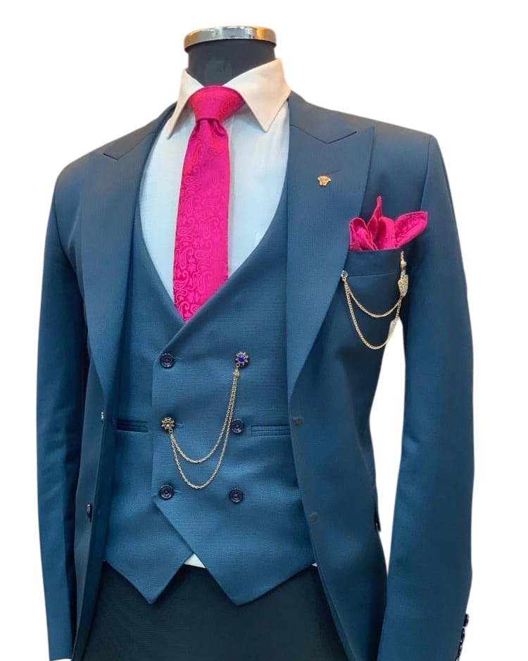 Bespoke blue 3-piece suit tailor