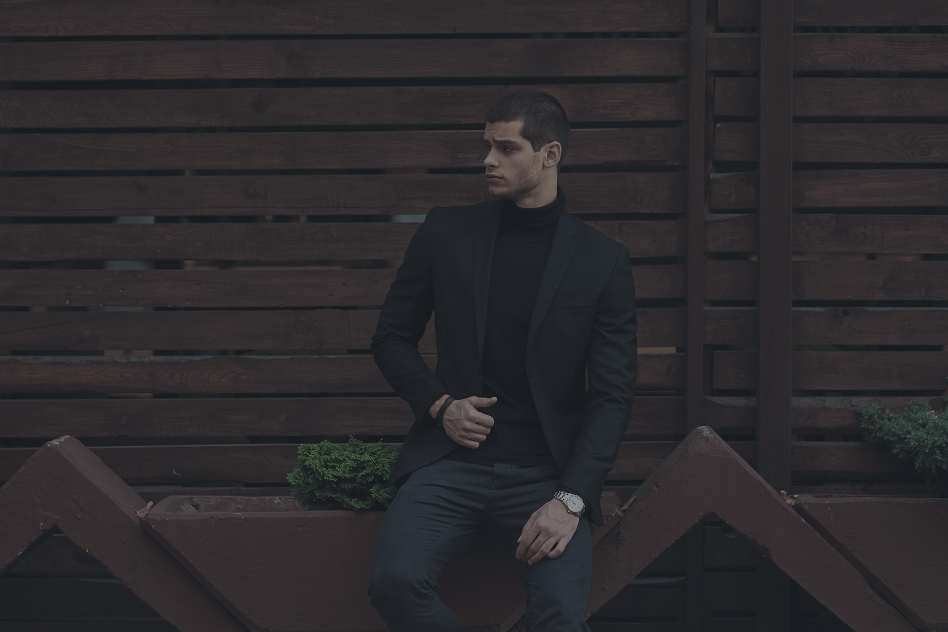 Groom wearing a custom wedding suit